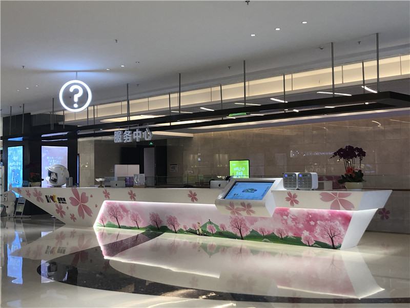 Artificial stone large shaped service desk custom case