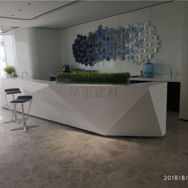 Artificial stone shaped service desk customization