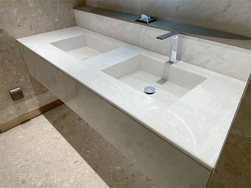 暗纹白人造石一体式洗手台