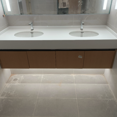 悬挂式人造石双槽洗手台